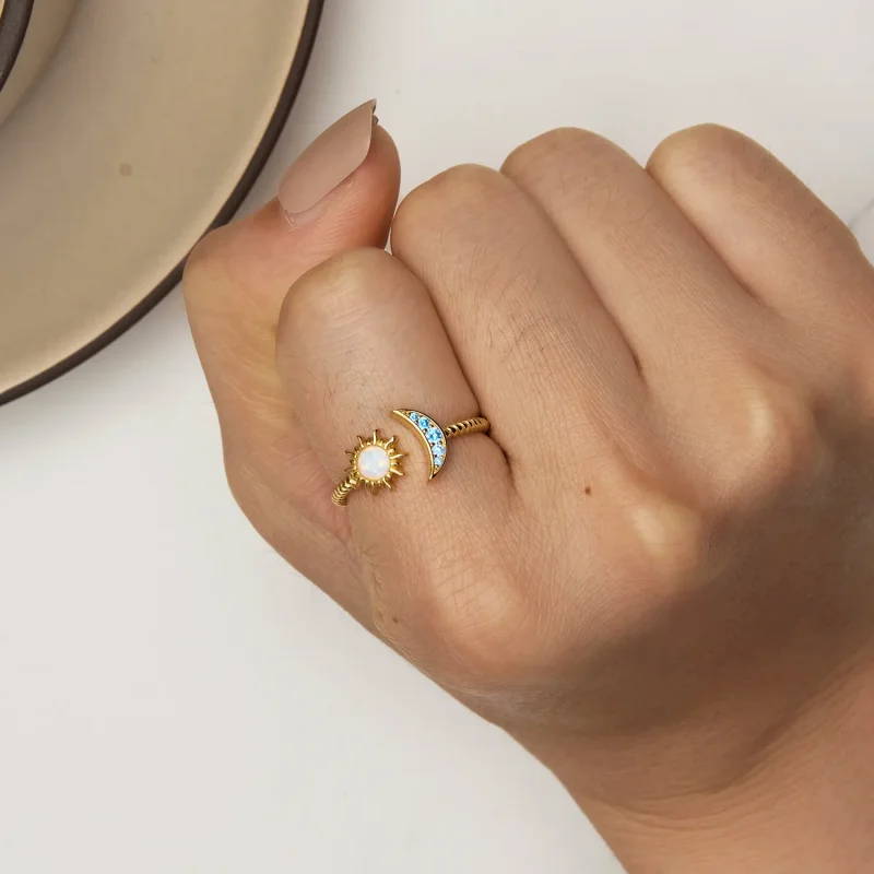 (immagine per) Anello aperto stile Pandora con sole, luna e stelle - SCR796-B - Visualizza 6
