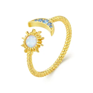 (immagine per) Anello aperto stile Pandora con sole, luna e stelle - SCR796-B