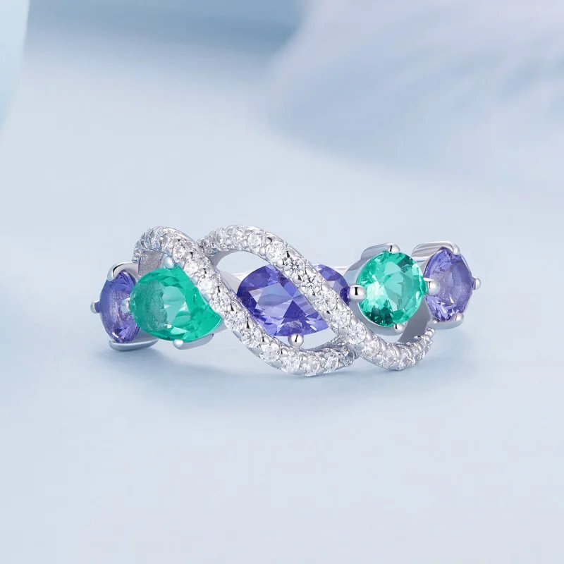 (immagine per) Anello avvolgente lussuoso di stile Pandora con nano-zircone colorato - BSR402 - Visualizza 3