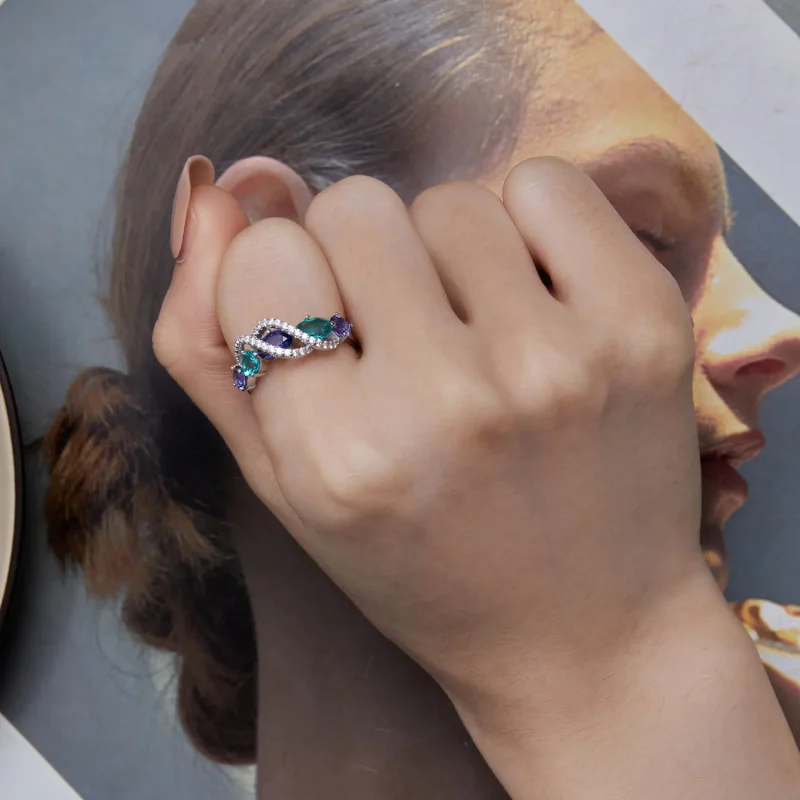 (immagine per) Anello avvolgente lussuoso di stile Pandora con nano-zircone colorato - BSR402 - Visualizza 7