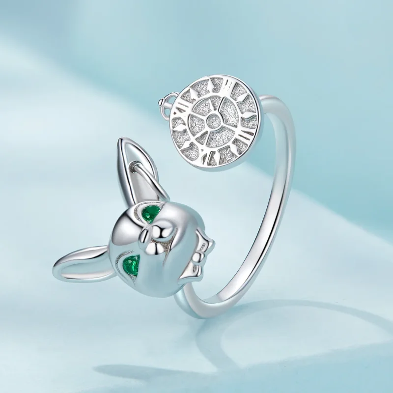 (immagine per) Anello con orologio stile Pandora con coniglio bianco - SCR948-E - Visualizza 2