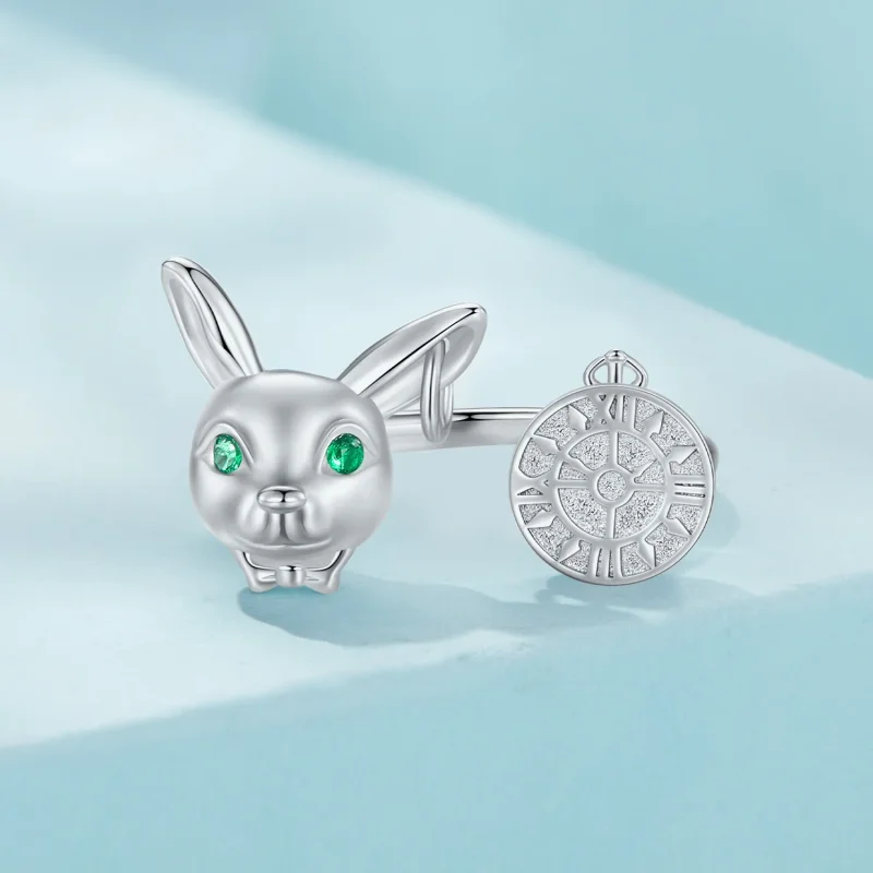 (immagine per) Anello con orologio stile Pandora con coniglio bianco - SCR948-E - Visualizza 3