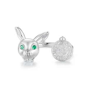 (immagine per) Anello con orologio stile Pandora con coniglio bianco - SCR948-E