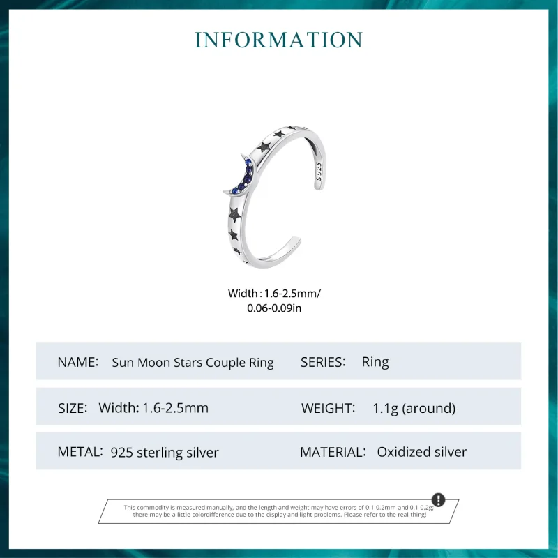 (immagine per) Anello da coppia Pandora Style con sole, luna e stelle - BSR490-E - Visualizza 3