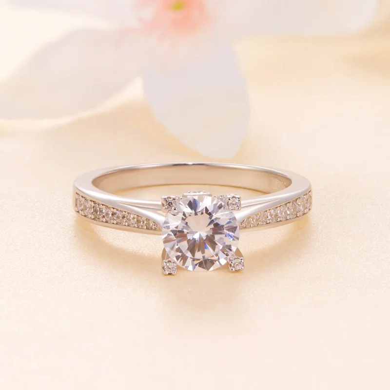 (immagine per) Anello di matrimonio Moissanite Pandora Style - MSR026 - Visualizza 3