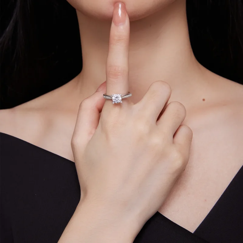 (immagine per) Anello di matrimonio Moissanite Pandora Style - MSR026 - Visualizza 6