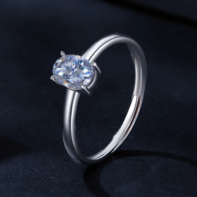 (immagine per) Anello in stile Pandora con Moissanite a forma di uovo da 1 carato (Un Certifica - Visualizza 2