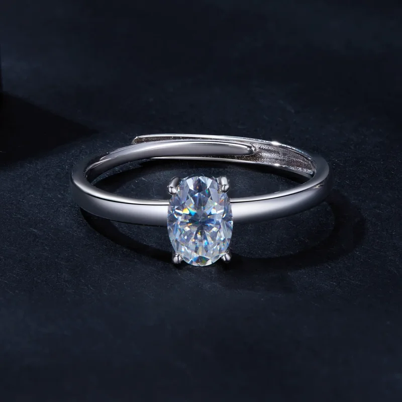 (immagine per) Anello in stile Pandora con Moissanite a forma di uovo da 1 carato (Un Certifica - Visualizza 3