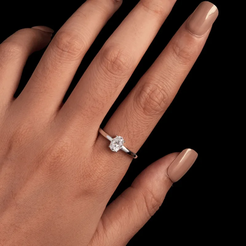 (immagine per) Anello in stile Pandora con Moissanite a forma di uovo da 1 carato (Un Certifica - Visualizza 4
