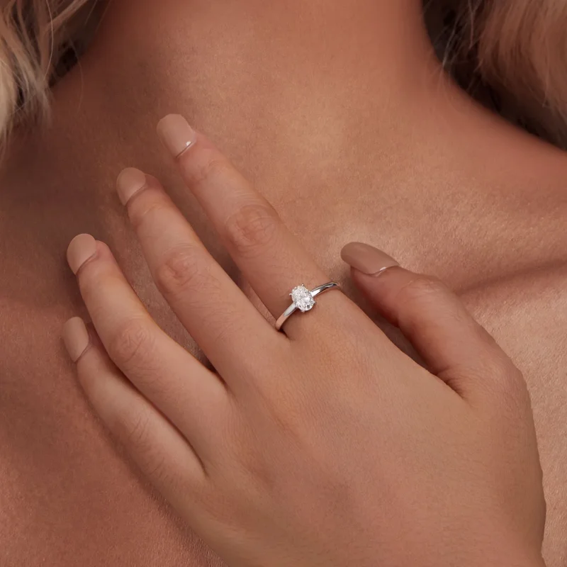 (immagine per) Anello in stile Pandora con Moissanite a forma di uovo da 1 carato (Un Certifica - Visualizza 5