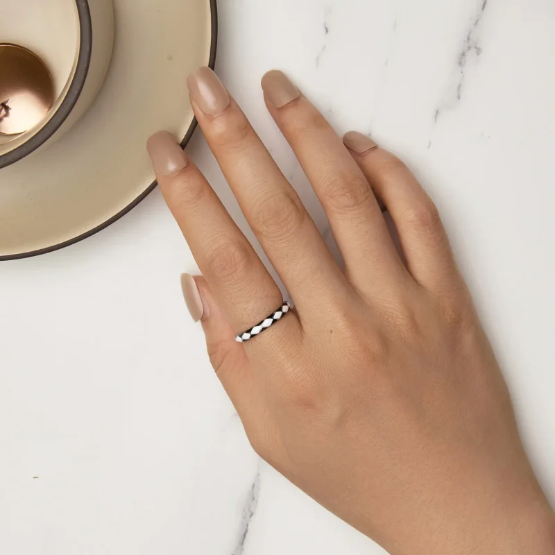 (immagine per) Anello in stile Pandora con motivo a diamante - SCR943 - Visualizza 5