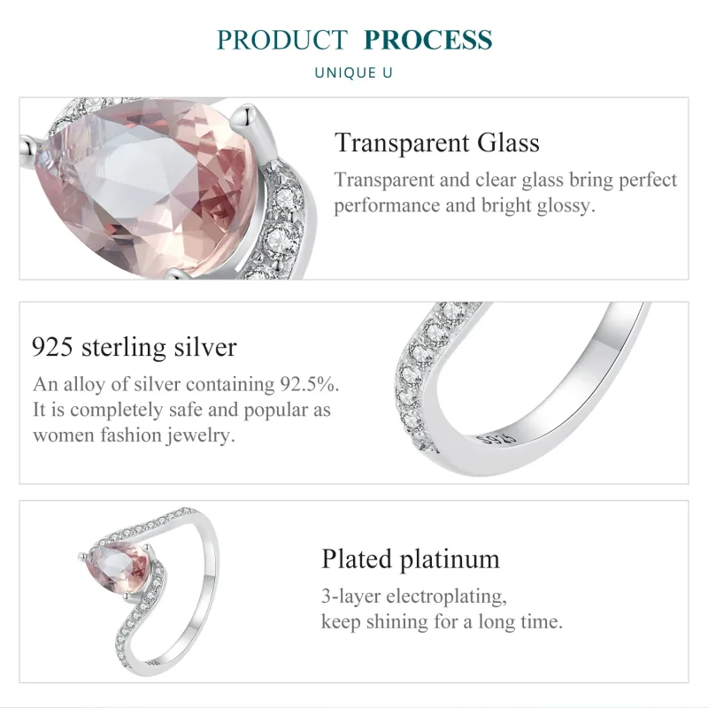 (immagine per) Anello in stile Pandora con pietra colorata a forma di pera - BSR480 - Visualizza 5