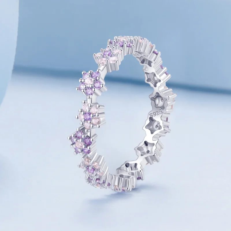 (immagine per) Anello Pandora Style con Fiore Viola e Zirconi Esclusivi - BSR359 - Visualizza 2