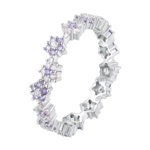 (immagine per) Anello Pandora Style con Fiore Viola e Zirconi Esclusivi - BSR359