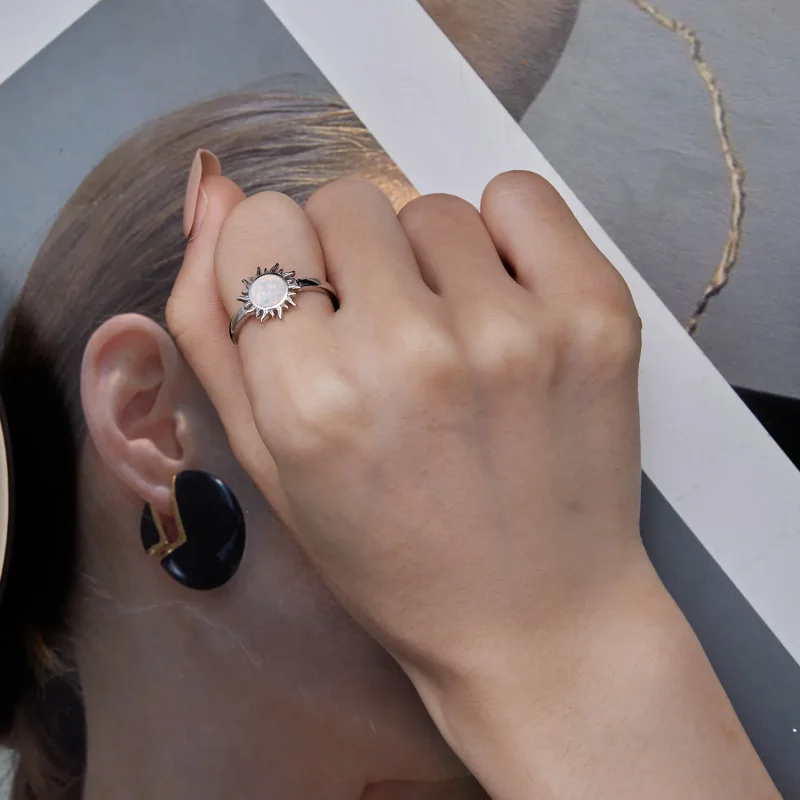 (immagine per) Anello Pandora Style con Opale a forma di Sole - BSR398 - Visualizza 7