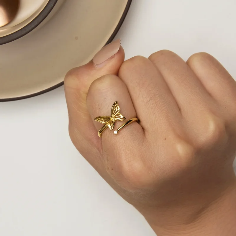 (immagine per) Anello Pandora Style Golden Butterfly Dream - SCR448-B - Visualizza 6