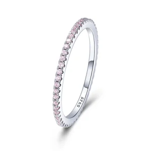 Anello stile Pandora con diamante rosa - SCR066-J (immagine per) Anello stile Pandora con diamante rosa - SCR066-J