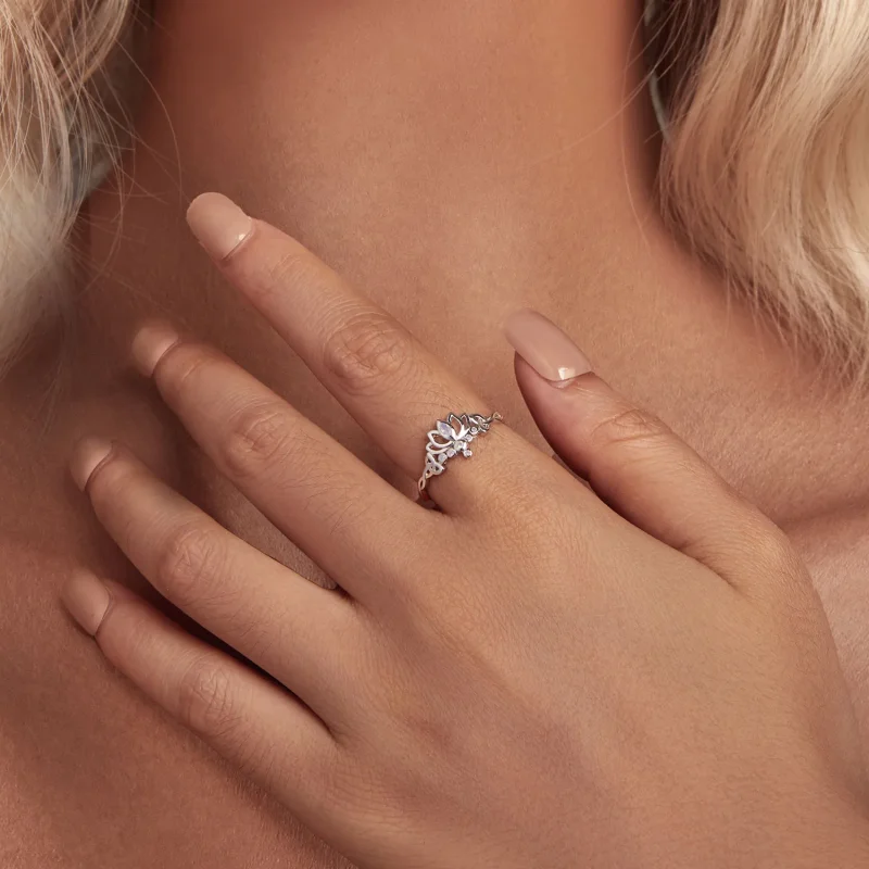 (immagine per) Anello stile Pandora con fiore di loto - BSR487 - Visualizza 4