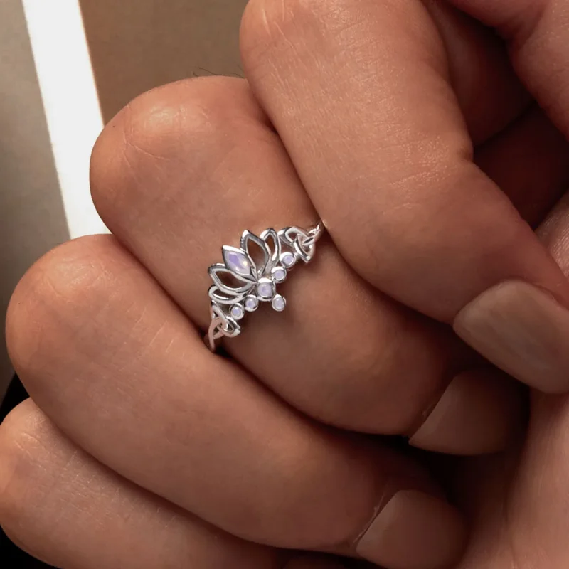 (immagine per) Anello stile Pandora con fiore di loto - BSR487 - Visualizza 6
