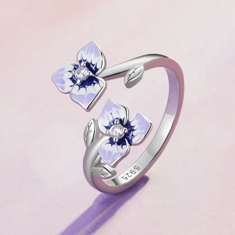 (immagine per) Anello stile Pandora con fiore di pensiero - BSR451-E - Visualizza 2