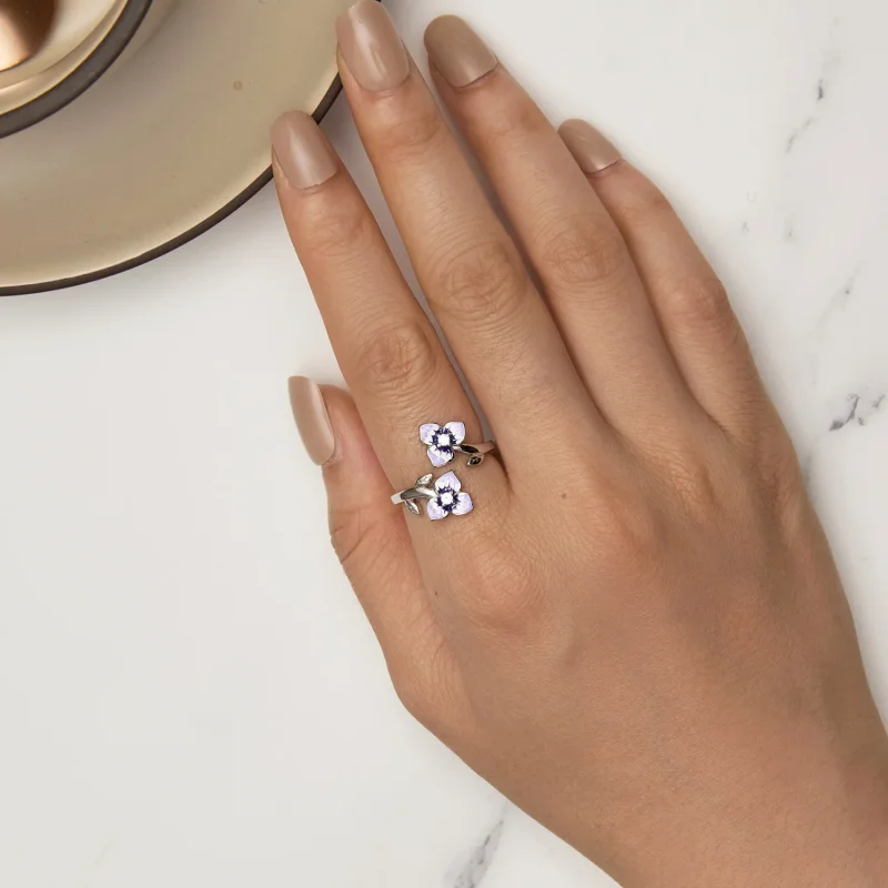 (immagine per) Anello stile Pandora con fiore di pensiero - BSR451-E - Visualizza 5