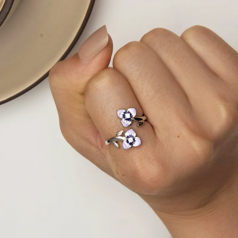 (immagine per) Anello stile Pandora con fiore di pensiero - BSR451-E - Visualizza 6