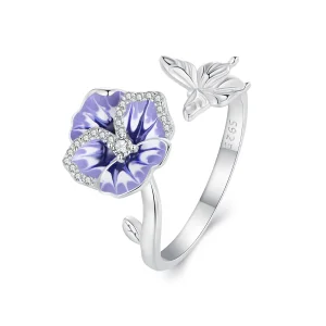 (immagine per) Anello stile Pandora con fiore di viola - BSR452-E