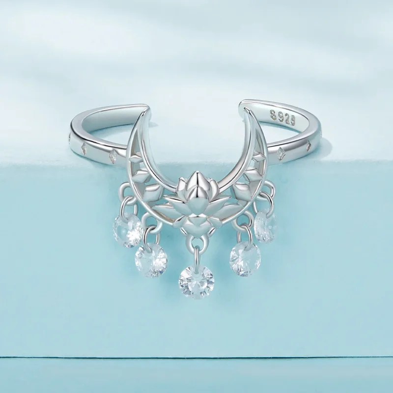 (immagine per) Anello stile Pandora con Luna e Loto - SCR955 - Visualizza 3