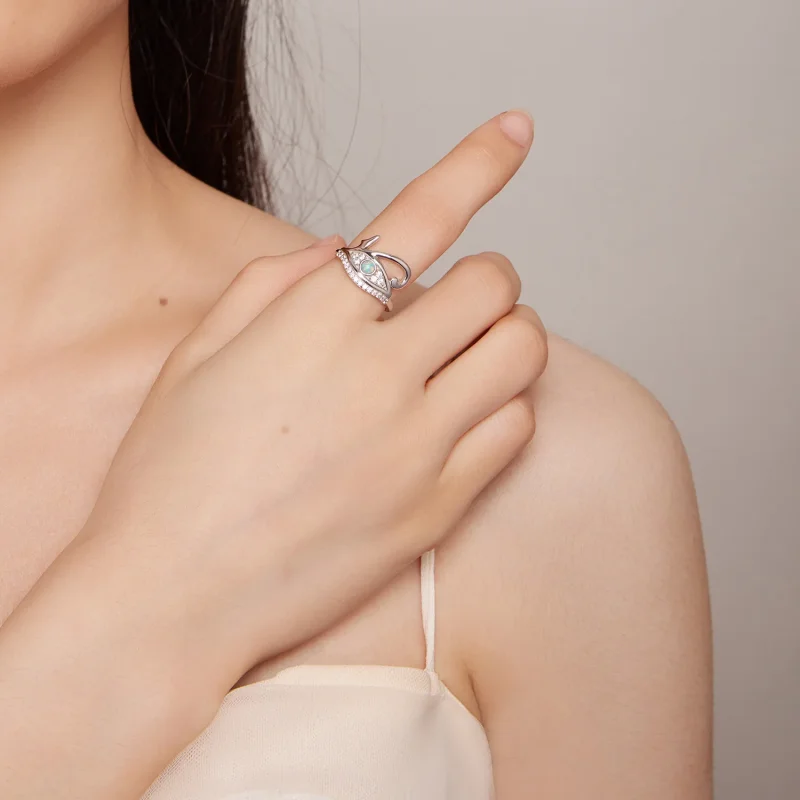 (immagine per) Anello stile Pandora con zircone Occhio di Horus - BSR403 - Visualizza 6