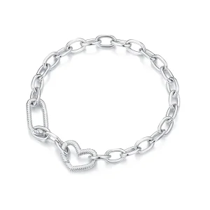 Braccialetto a catena a cuore stile Pandora - SCB258 (immagine per) Braccialetto a catena a cuore stile Pandora - SCB258
