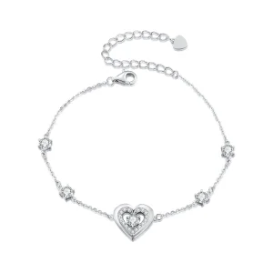 Braccialetto a catena a doppio cuore brillante stile Pandora - BSB136 (immagine per) Braccialetto a catena a doppio cuore brillante stile Pandora - BSB136