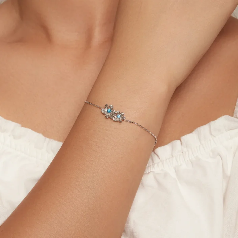(immagine per) Braccialetto a catena con charm a forma di fiore blu stile Pandora - BSB138 - Visualizza 4