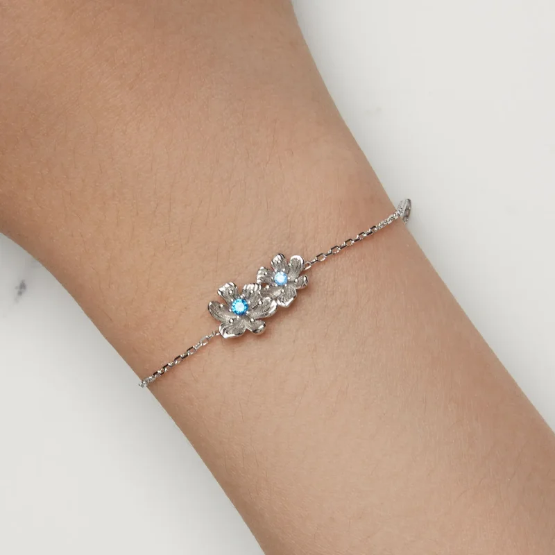 (immagine per) Braccialetto a catena con charm a forma di fiore blu stile Pandora - BSB138 - Visualizza 7