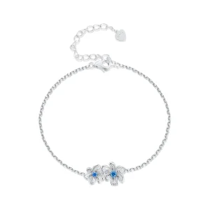 (immagine per) Braccialetto a catena con charm a forma di fiore blu stile Pandora - BSB138