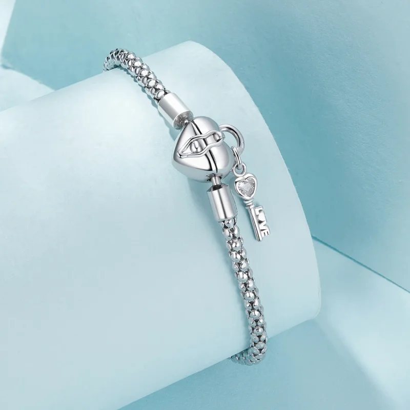 (immagine per) Braccialetto a catena con pendente a forma di cuore e lucchetto stile Pandora - - Visualizza 2