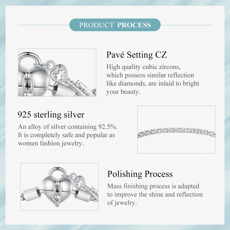 (immagine per) Braccialetto a catena con pendente a forma di cuore e lucchetto stile Pandora - - Visualizza 6
