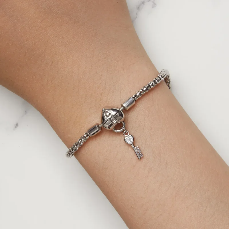 (immagine per) Braccialetto a catena con pendente a forma di cuore e lucchetto stile Pandora - - Visualizza 7