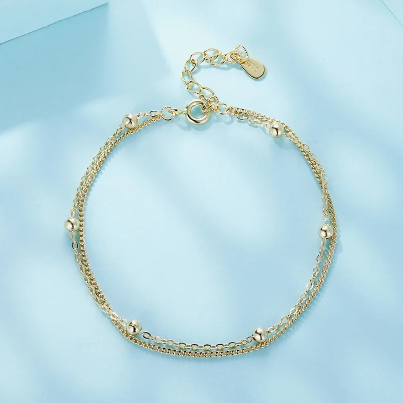 (immagine per) Braccialetto a catena con perline dorate in stile Pandora - SCB131-B - Visualizza 3