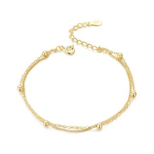 Braccialetto a catena con perline dorate in stile Pandora - SCB131-B (immagine per) Braccialetto a catena con perline dorate in stile Pandora - SCB131-B