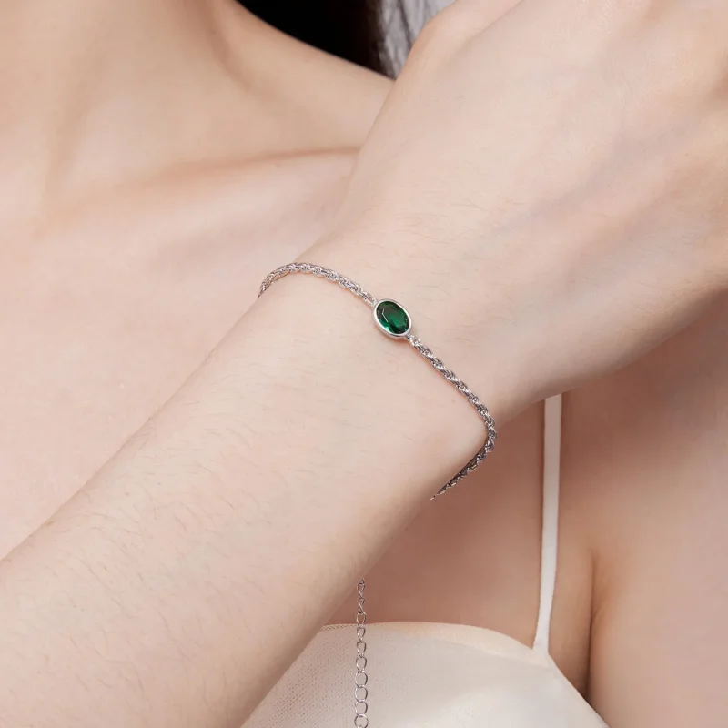 (immagine per) Braccialetto Chopard in stile Pandora con lussuose zirconi verdi - BSB116 - Visualizza 6