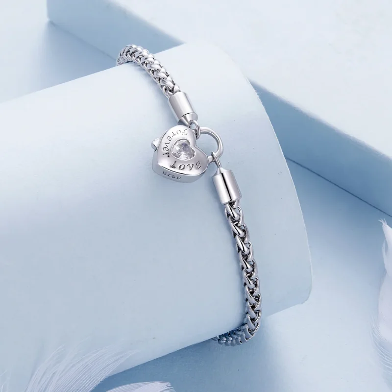 (immagine per) Braccialetto con catena base a cuore di stile Pandora - BSB147 - Visualizza 2