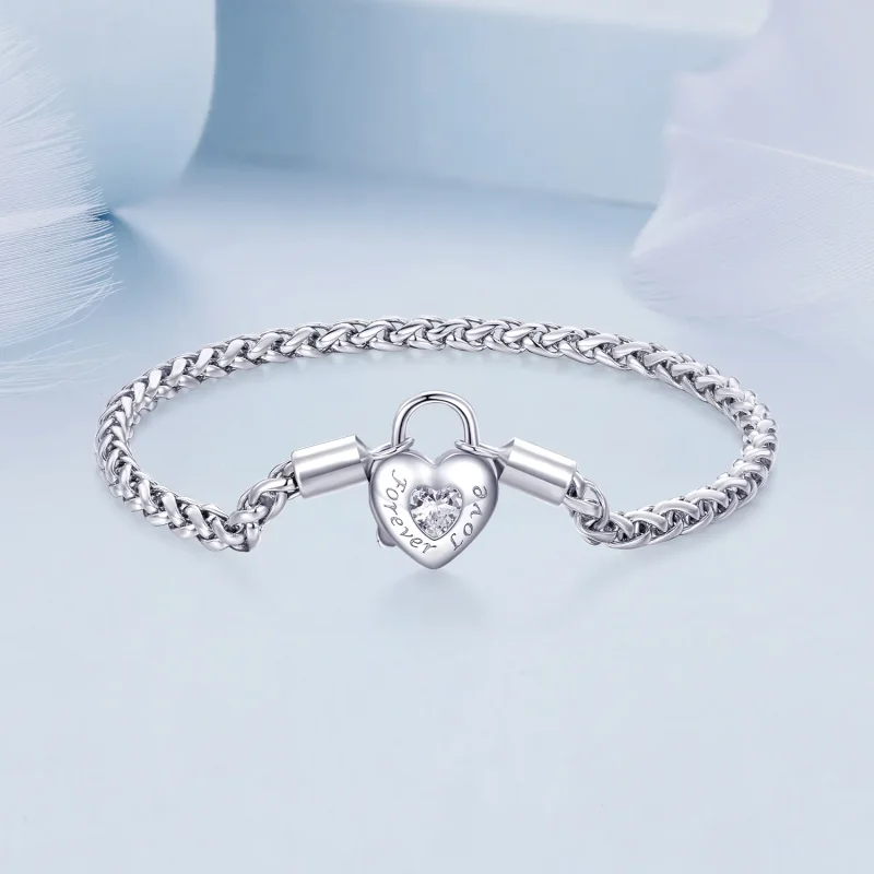 (immagine per) Braccialetto con catena base a cuore di stile Pandora - BSB147 - Visualizza 3