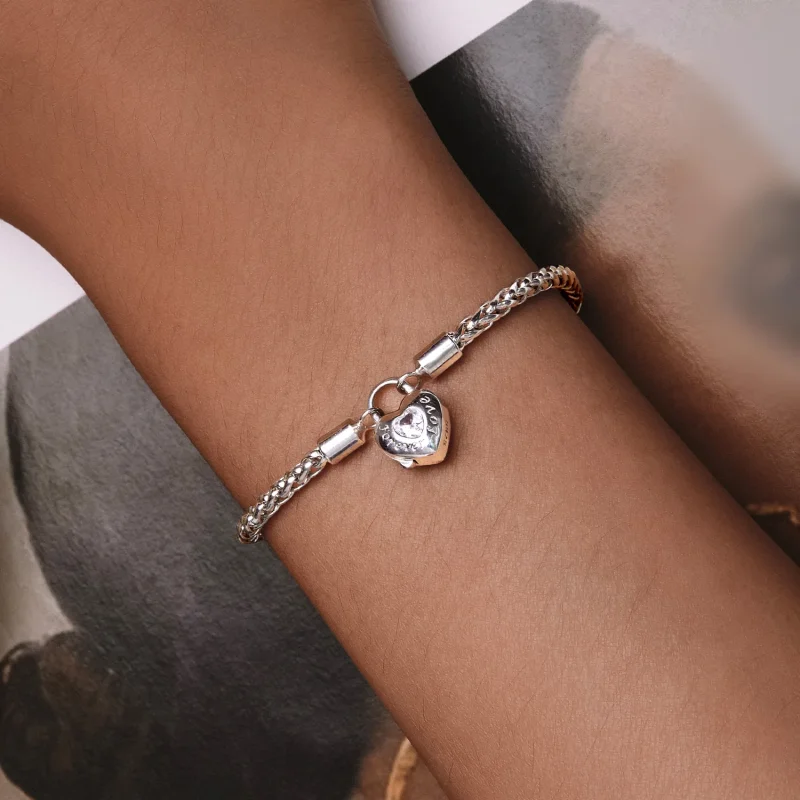 (immagine per) Braccialetto con catena base a cuore di stile Pandora - BSB147 - Visualizza 5