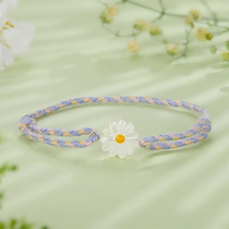 (immagine per) Braccialetto in corda con charm a forma di margherita nello stile Pandora - SCB2 - Visualizza 2
