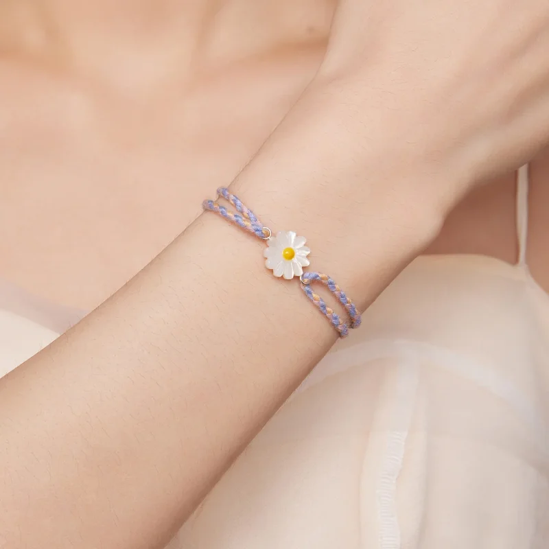 (immagine per) Braccialetto in corda con charm a forma di margherita nello stile Pandora - SCB2 - Visualizza 5