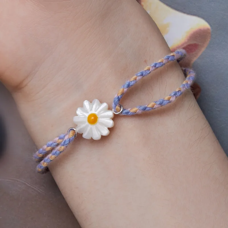 (immagine per) Braccialetto in corda con charm a forma di margherita nello stile Pandora - SCB2 - Visualizza 6