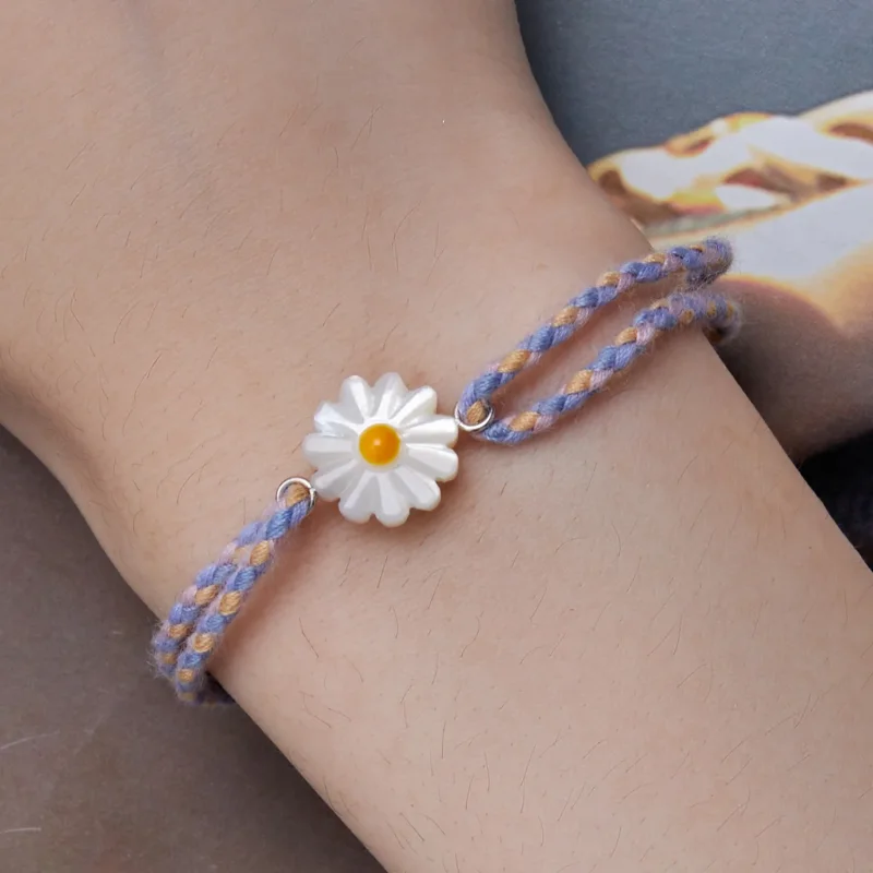 (immagine per) Braccialetto in corda con charm a forma di margherita nello stile Pandora - SCB2 - Visualizza 7