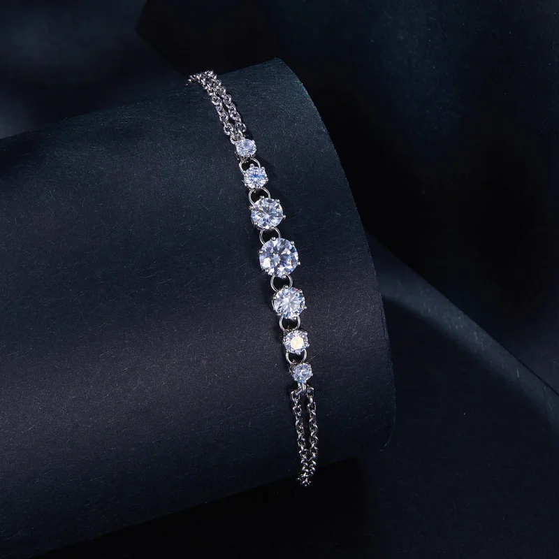 (immagine per) Braccialetto in stile Pandora con Moissanite (Un Certificato) - MSB008 - Visualizza 2