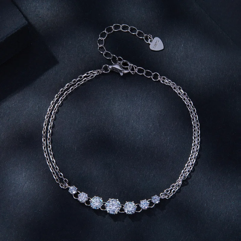 (immagine per) Braccialetto in stile Pandora con Moissanite (Un Certificato) - MSB008 - Visualizza 3