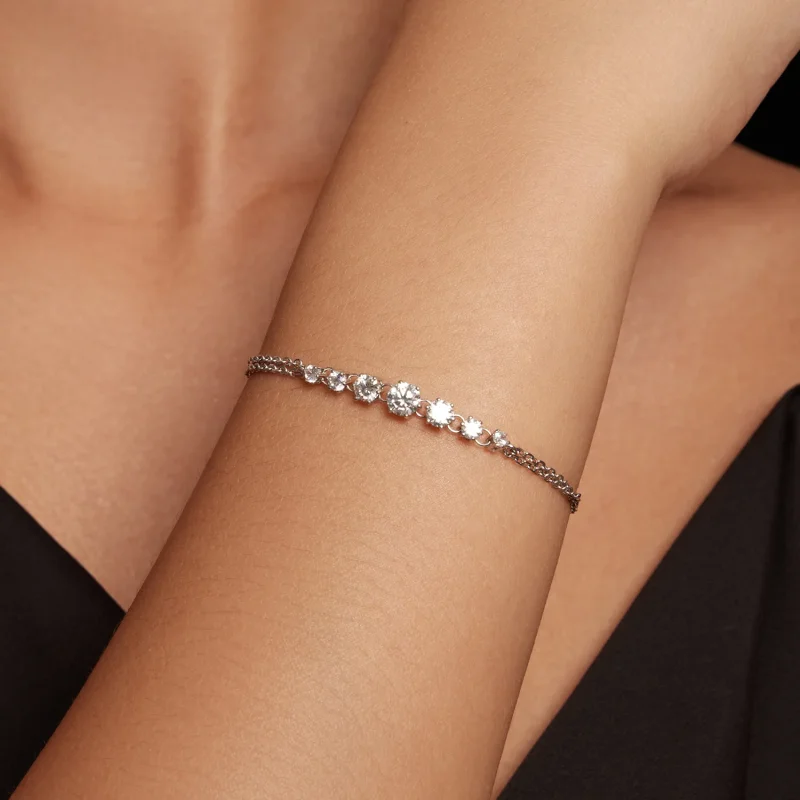 (immagine per) Braccialetto in stile Pandora con Moissanite (Un Certificato) - MSB008 - Visualizza 4